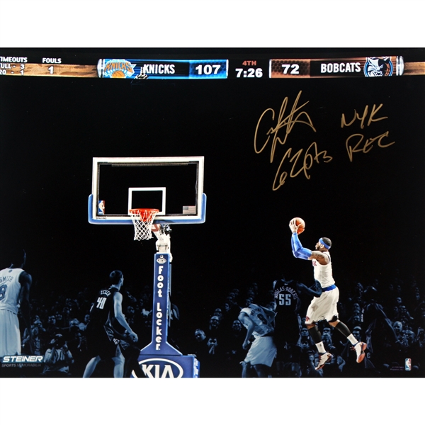 Carmelo Anthony Signed & Inscribed 16" x 20" Photograph w/ "62 Pts" Inscription (Steiner Sports)