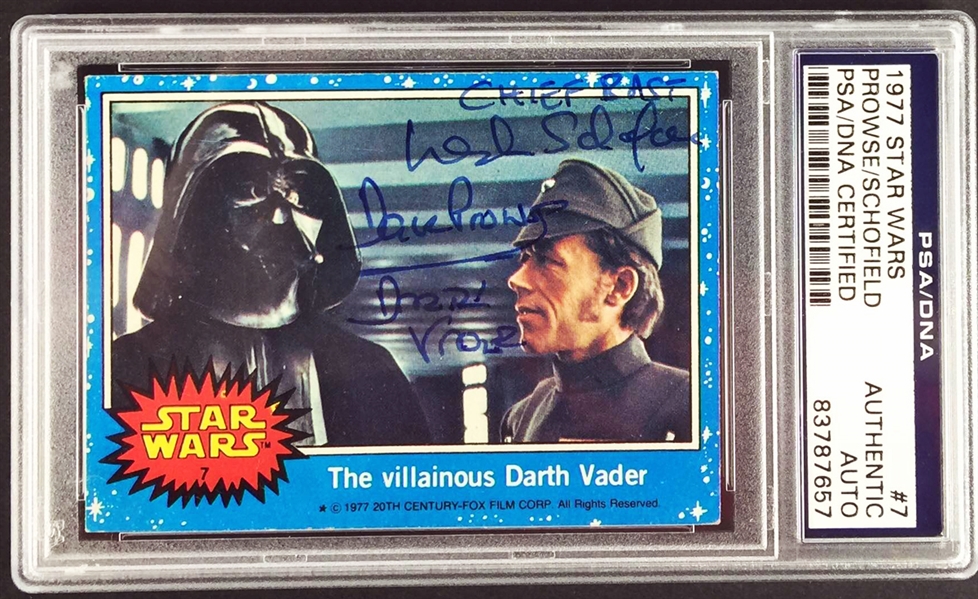 David Prowse & Leslie Schofield Rare Signed 1977 Topps Star Wars Trading Card #7 (PSA/DNA Encapsulated)