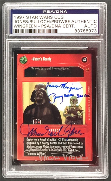 Darth Vader & Boba Fett: 1997 Star Wars Game Card Signed by Jones, Prowse, Bulloch & Wingreen (PSA/DNA Encapsulated)