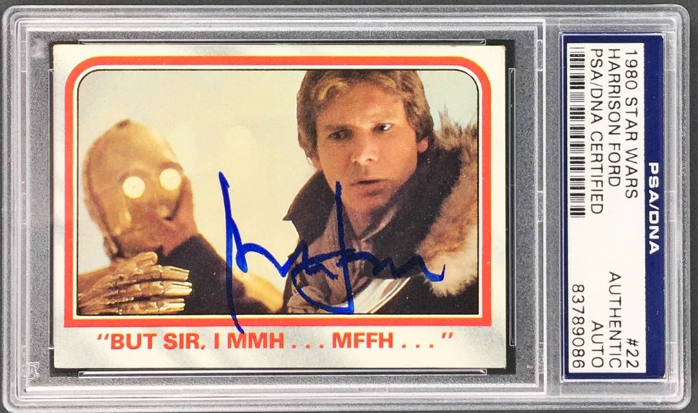 Harrison Ford Signed 1980 Topps Star Wars Trading Card #22 (PSA/DNA Encapsulated)