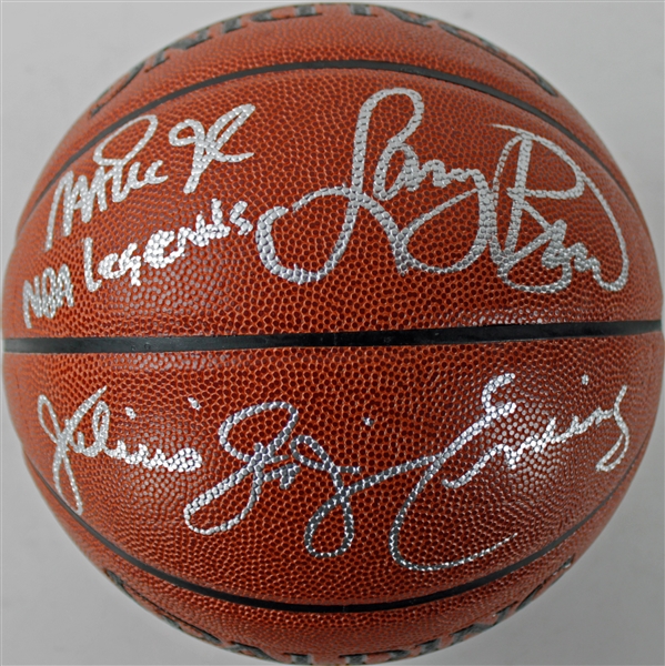 NBA Legends: Larry Bird, Julius Erving & Magic Johnson Signed NBA Basketball (PSA/DNA)