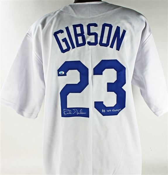 Kirk Gibson Signed "88 WS Champs" Dodgers Jersey (PSA/JSA Guaranteed)