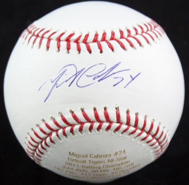 Miguel Cabrera Signed LE OML Baseball w/ Engraved Stats! (JSA)