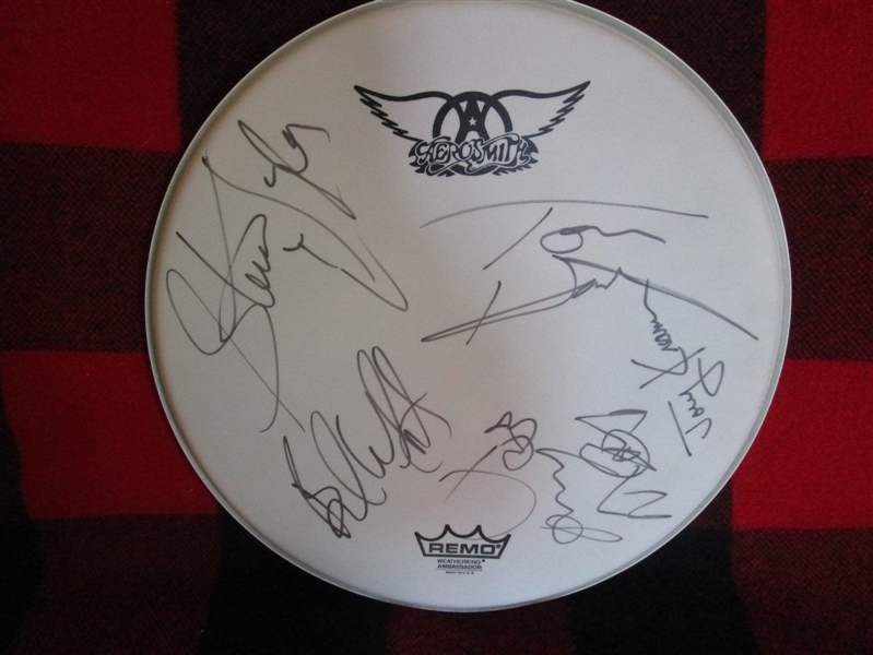 Aerosmith Full Band Signed Remo 14" Drumhead (PSA/JSA Guaranteed)