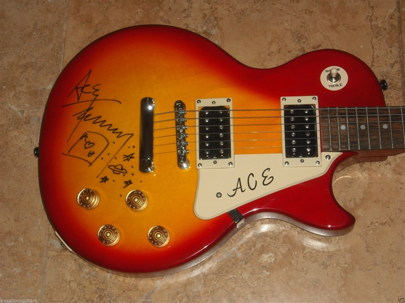 KISS: Ace Frehley Signed Epiphone Guitar w/ RARE Ace of Hearts Sketch! (PSA/JSA Guaranteed)