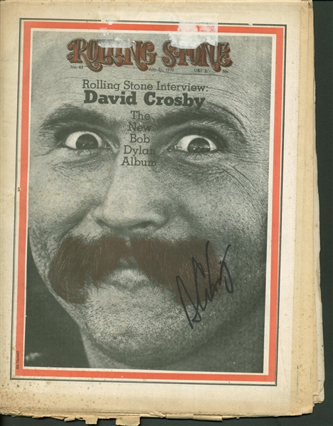 David Crosby Signed 1970 Rolling Stone Magazine (PSA/JSA Guaranteed)