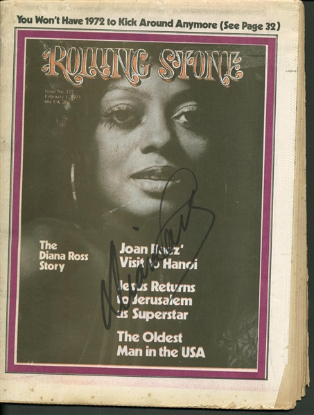 Diana Ross Signed 1973 Rolling Stone Magazine (PSA/JSA Guaranteed)