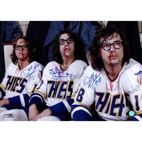 The Hanson Brothers Signed 14" x 20" Color Slap Shot Photograph (Steiner Sports)