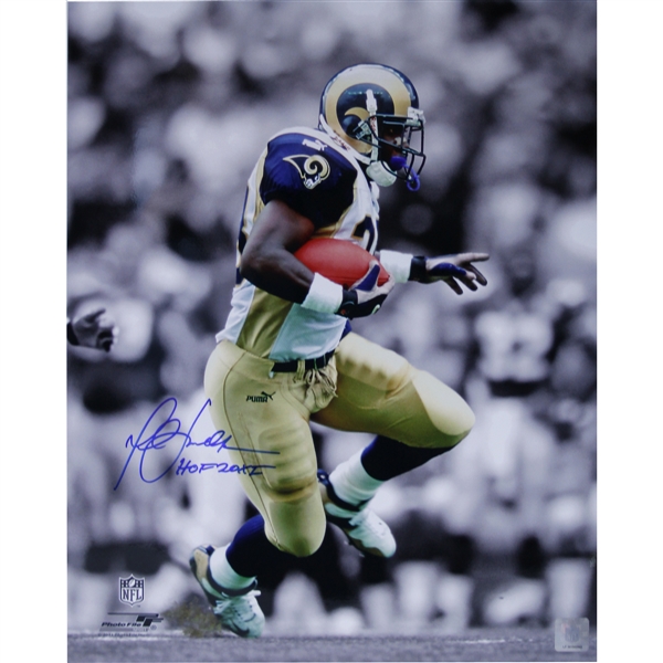 Marshall Faulk Signed 16" x 20" Color Photograph w/ HOF Inscription (Steiner Sports)