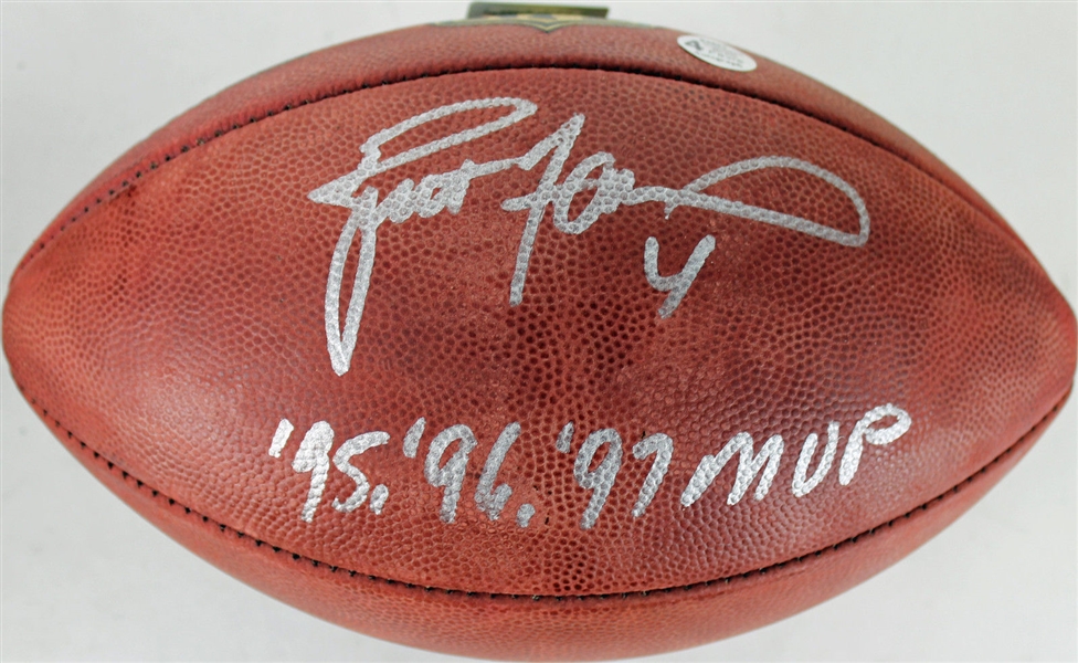 Brett Favre Signed NFL Leather Game Model Football w/"95, 96, 97 MVP" Insc. (Favre Holo)