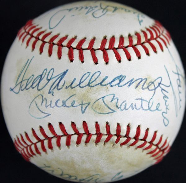 Original 12: 500 Home Run Club Multi-Signed Baseball w/ Mantle/Williams Sweet Spot! (JSA)