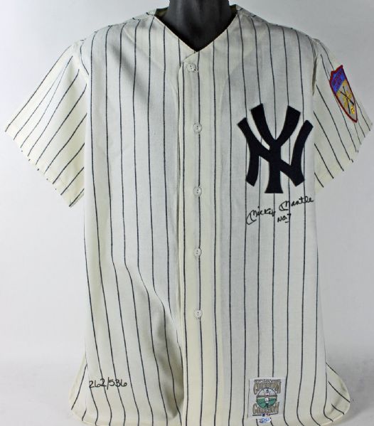 Mickey Mantle Signed Ltd. Ed. Mitchell & Ness Vintage Style NY Yankees Jersey with "No. 7" Inscription (UDA)