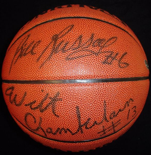 Wilt Chamberlain & Bill Russell Superbly Signed Official NBA Basketball (PSA/DNA)