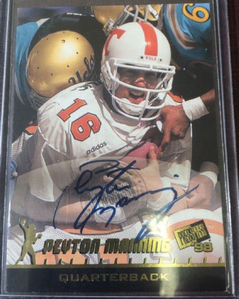 Peyton Manning Signed 1998 Presspass Rookie Card (PSA/JSA Guaranteed)