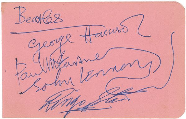 The Beatles: Stunning Group Signed 5" x 3" Album Page w/ Flurishing Autographs! (PSA/DNA)