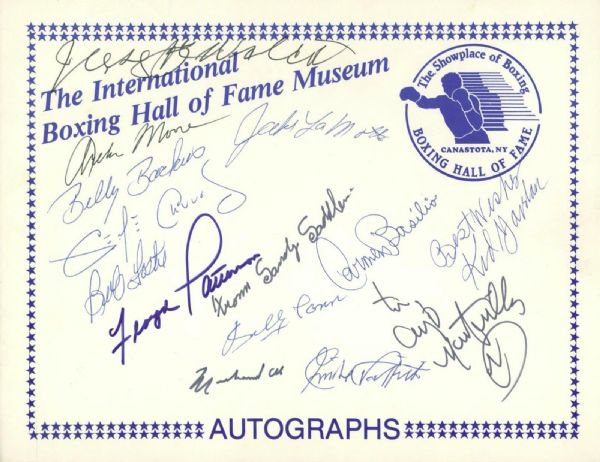 Boxing Hall Of Fame Multi-Signed 8" x 10" Album Page w/ Ali, Moore, Patterson & Others (JSA)