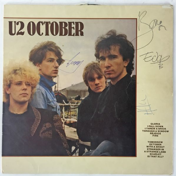 U2 Vintage Group Signed "October" Album w/ All Four Members! (PSA/DNA)