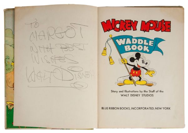 Walt Disney Signed Original 1934 Mickey Mouse Hard Cover Book PSA/DNA MINT 9!