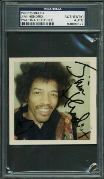 Jimi Hendrix ULTRA-RARE Signed 3.5" x 3.5" COLOR Photograph w/ Heart Sketch! (PSA/DNA)