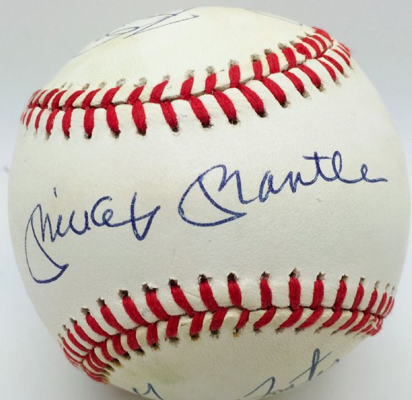 50 Home-Run Multi-Signed Near-Mint ONL Baseball w/ Mantle/Mays! (PSA/DNA)