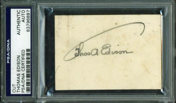 Thomas Edison Signed Vintage Autograph Page with Exceptional Autograph (PSA/DNA Encapsulated)