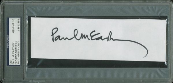 The Perfect McCartney: Paul McCartney Signed 2" x 6" Album Page PSA/DNA Graded GEM MINT 10!