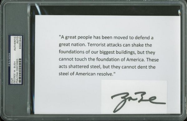 President George W. Bush Signed September 11th Quote (PSA/DNA Encapsulated)