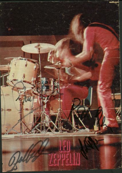 Led Zeppelin ULTRA-RARE Complete Band Signed c. 1970 On-Stage Color 8" x 12" Photo w/ John Bonham! (REAL/Roger Epperson)