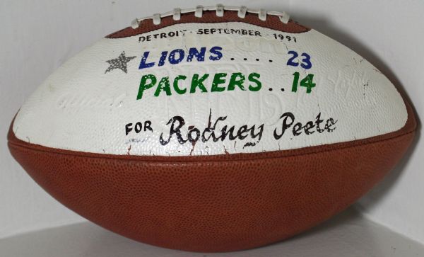 Rodney Peete Personally Owned Game Ball from 9/91 Game (DET vs GB)