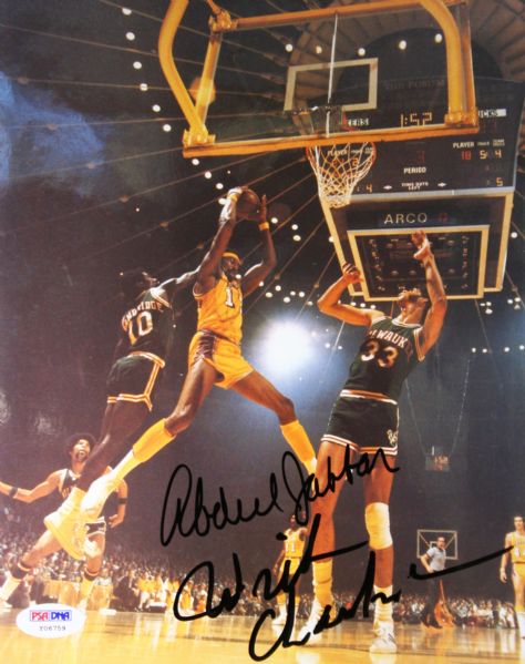 Wilt Chamberlain & Kareem Abdul-Jabbar Dual Signed 8" x 10" Color Photo (PSA/DNA)