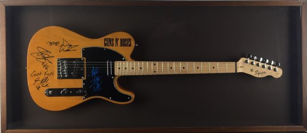 Guns N Roses Group Signed Guitar in Custom Framed Display (PSA/DNA & Epperson/REAL)