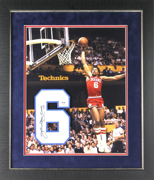 Sixers: Julius Erving Signed Number Framed Display w/ 16" x 20" Photo (PSA/DNA)