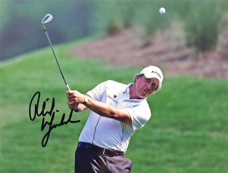 Phil Mickelson In-Person Signed 11" x 14" Color Photo with Superb Autograph! (PSA/JSA Guaranteed)