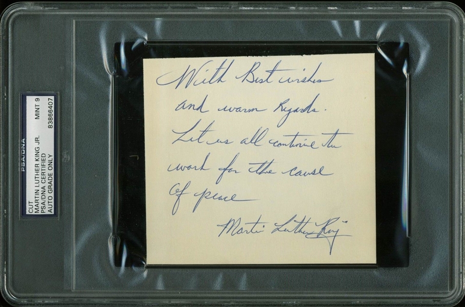 Martin Luther King, Jr. Signed & Inscribed Album Page w/ Peace Quote (PSA/DNA Graded MINT 9)