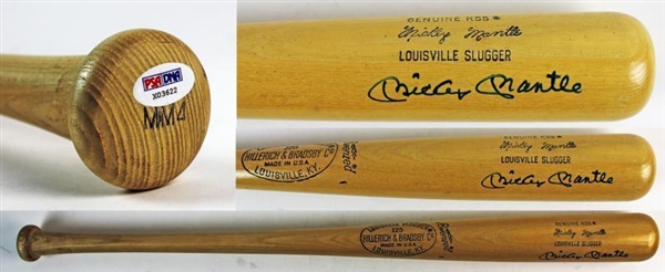 Mickey Mantle Superb Signed H&B Louisville Slugger K55 Personal Model Bat (PSA/DNA)