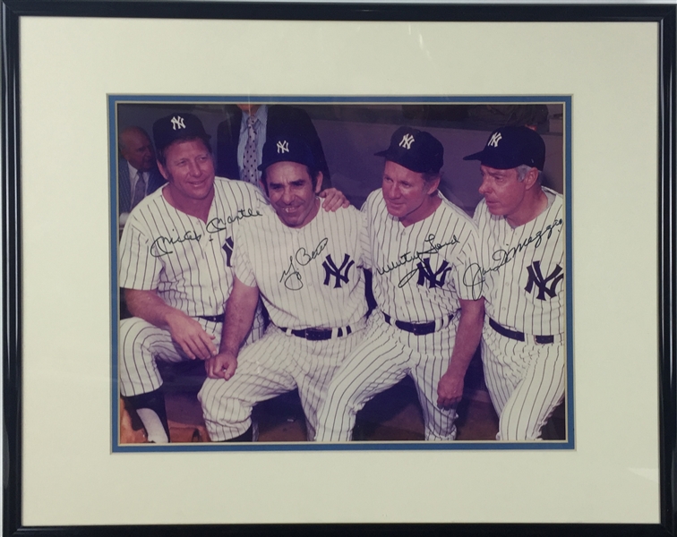 NY Yankee Greats Signed 11" x 14" Photo w/ Mantle, DiMaggio, Berra & Ford (JSA)