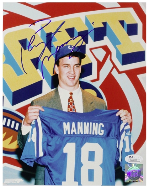 Peyton Manning Vintage c. 1997 Signed 8" x 10" Draft Photograph (JSA)