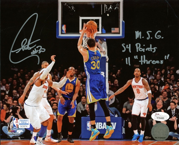 Stephen Curry Signed & Inscribed 8" x 10" Photograph (JSA)
