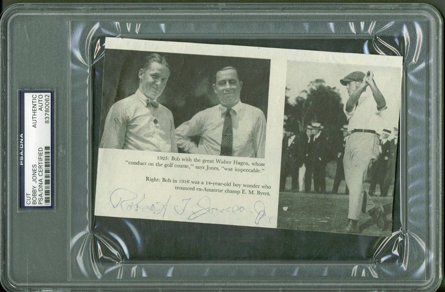 Bobby Jones Signed 6" x 4" Photograph w/ Walter Hagen! (PSA/DNA Encapsulated)