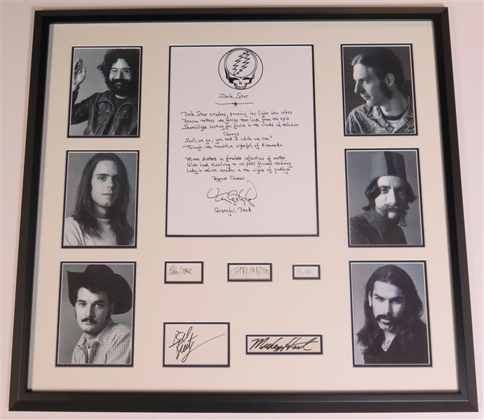 Grateful Dead Group Signed Memorabilia Display with Handwritten Lyrics (Epperson/REAL)