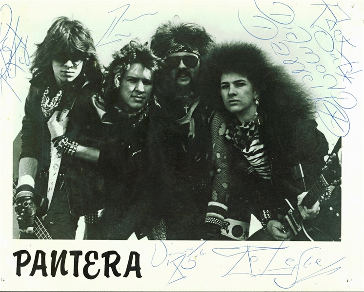 Pantera Vintage c. 1985 Group Signed 8" x 10" Black & White Promotional Photo (JSA)