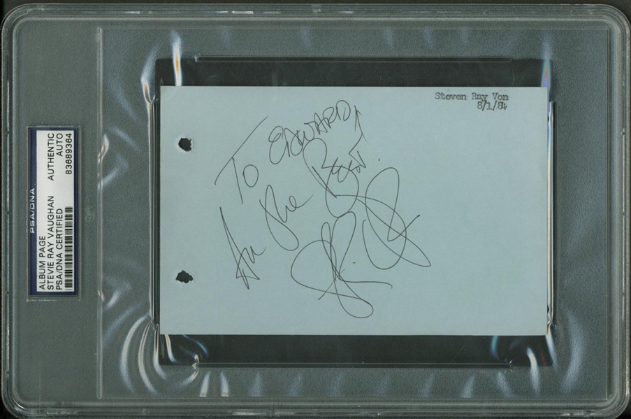 Stevie Ray Vaughan c. 1984 Signed 4" x 5" Album Page (PSA/DNA Encapsulated)