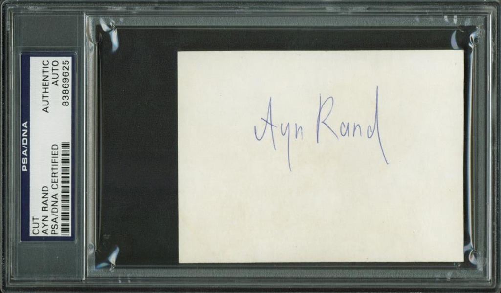 Ayn Rand Rare Signed 3" x 4" Album Page (PSA/DNA Encapsulated)