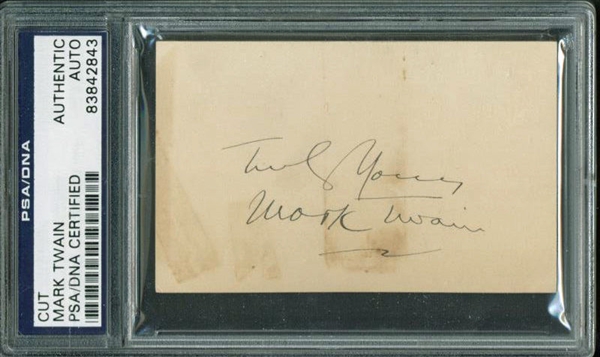 Mark Twain Signed 2.5" x 3" Album Page (PSA/DNA Encapsulated)