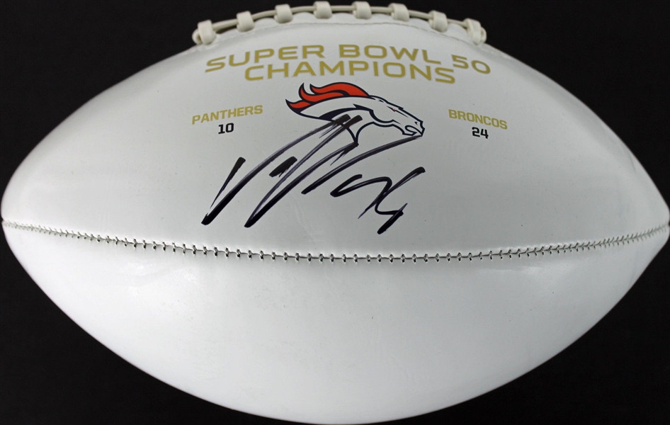 Von Miller Signed Super Bowl 50 White Panel Football (JSA)