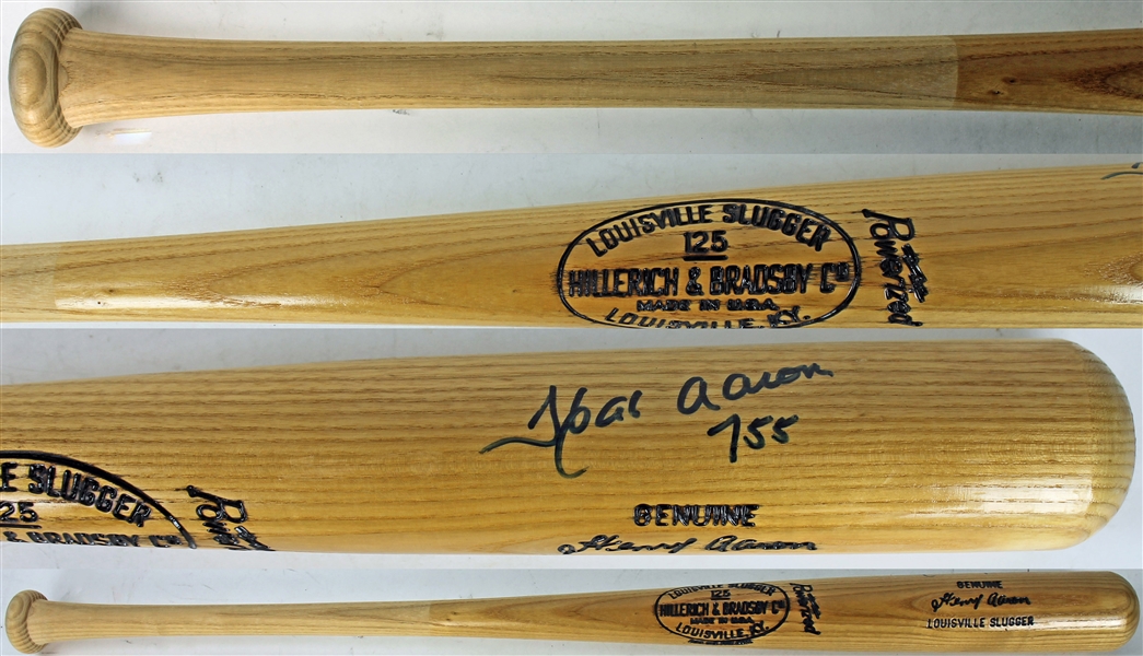 Hank Aaron Signed Vintage Style Personal Model H&B Bat (PSA/DNA)