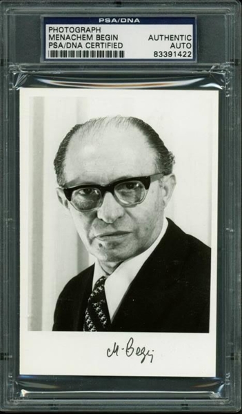 Former Prime Minister of Israel Menachem Begin Signed 3.5" x 5" B&W Photo (PSA/DNA Encapsulated)