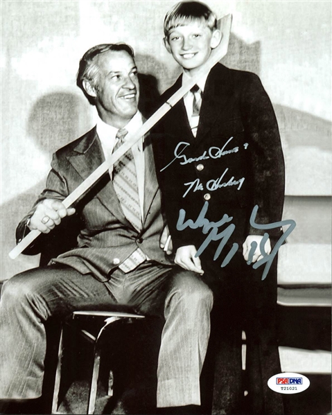 Wayne Gretzky & Gordie Howe Rare Dual Signed 8" x 10" B&W of Gretzky as a Child Meeting Howe! (PSA/DNA)