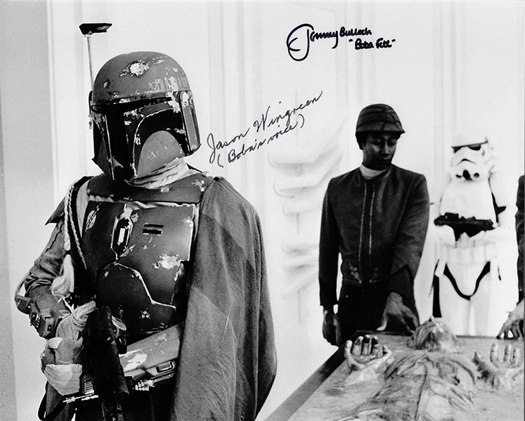 Boba Fett: Jeremy Bulloch & Jason Wingreen Signed 8" x 10" B&W Photo from "The Empire Strikes Back" (PSA/JSA Guaranteed)