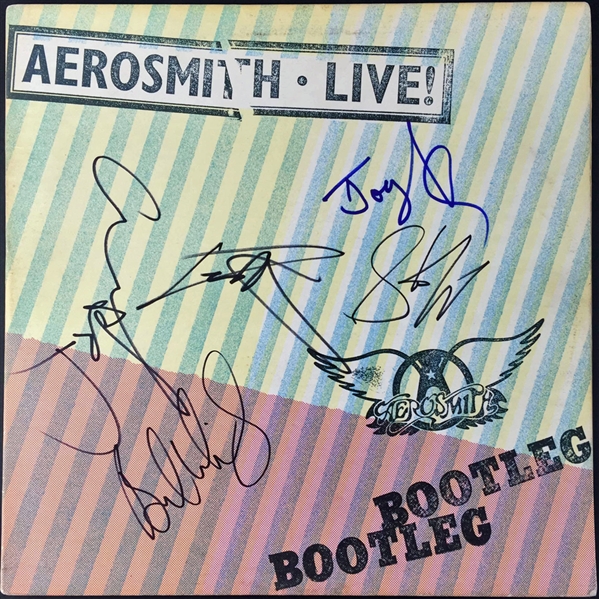 Aerosmith Group Signed "Live! Bootleg" Record Album Cover (PSA/JSA Guaranteed)